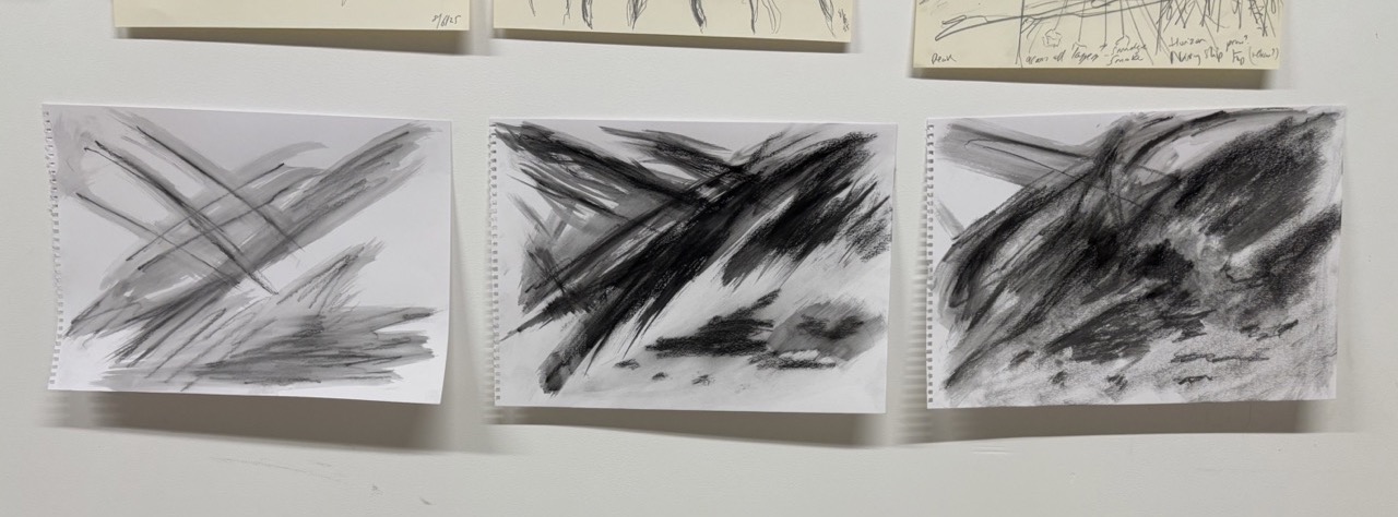 Studio work in progress, charcoal